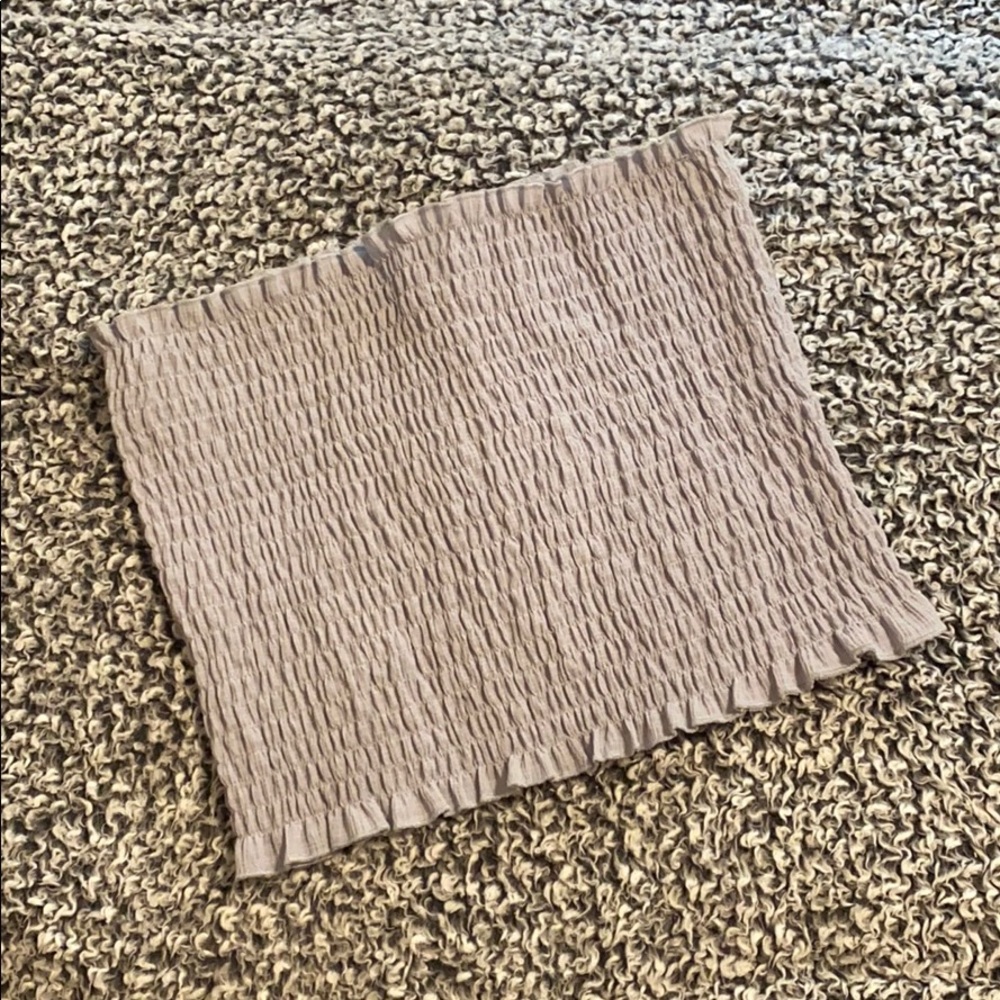 Baby blue ribbed tube crop top